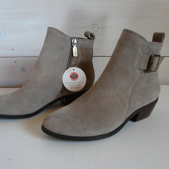 New with Tags Blondo Taupe Waterproof Suede Ankle Booties Size 7 - Picture 1 of 14